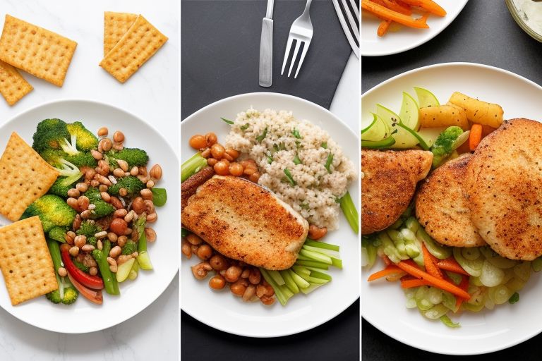 A side-by-side comparison of a fresh home-cooked meal and a packaged snack.